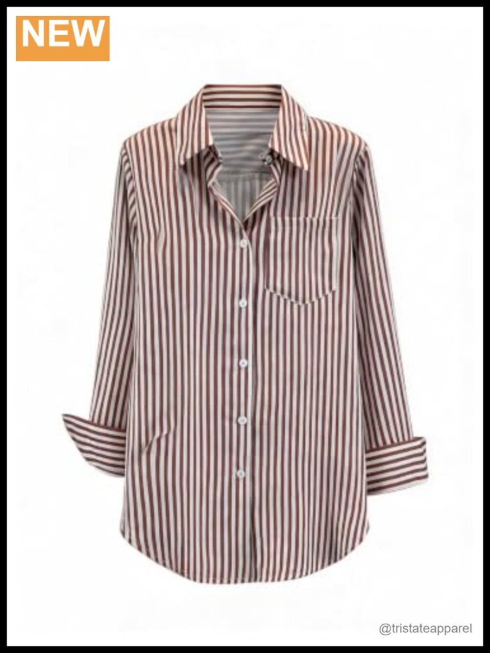 Floerns Plus Size Striped Button Down Long Sleeve Blouse Work Shirt